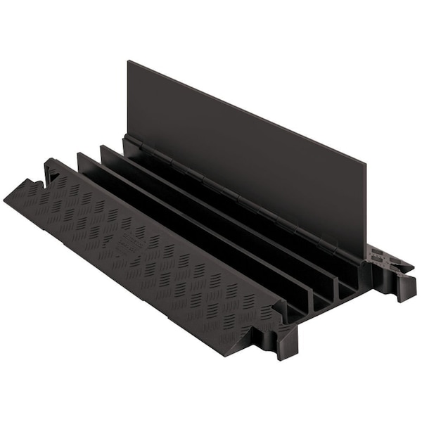 Cable Protector, 3 in H, 36 in L, 20 in W, 3 Channel, Polyurethane, Black